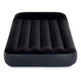 INTEX 64145ED Dura-Beam Standard Pillow Rest Air Mattress: Fiber-Tech – Twin Size – Built-in Electric Pump – 10in Bed Height – 300lb Weight Capacity,Navy