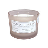 Sand + Paws Scented Candle - Ocean & Sea Salt –Luxurious Air Freshening Jar Candles Neutralize pet Odors and Enhance Home décor – 100% Cotton Lead-Free Wicks - 12 oz