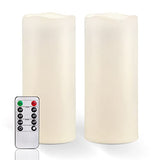 Homemory 10" x 4" Large Waterproof Outdoor Flameless Candles with Remote Control and Timer, Battery Operated Flickering LED Pillar Candles for Outdoor Larterns, Porch, Long Lasting, Set of 2