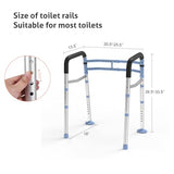 Delog Stand Alone Toilet Safety Rail - Adjustable Width & Height Fit Any Toilet, Medical Toilet Frame for Elderly Handicap Disabled, Folding Handrails with Storage and Padded Handles