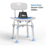 Delog Heavy Duty Shower Chair with Back 500lb, Padded Bath Seat with Height Adjustable, Tool Free Anti-Slip Shower Bench Bathtub Stool for Elderly, Senior, Handicap & Disabled