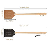 SAMEBUTECO Heavy-Duty Leather Fly Swatter Set: 1 Grey & 1 Black Included, 19.7" Effective Insects Catcher with Bench Wood Handle Fly Swatter Comfort Hold