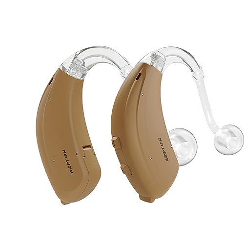 ARPTUR Hearing Aid for Seniors and Adults, BTE 16-Channel Digital Hearing Amplifier with Volume Adjustment and Noise Reduction, 120hr Battery Life, One Fits Both Ears (pair)