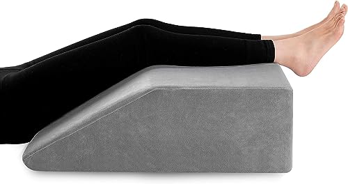 joybest Leg Elevation Pillow with Cooling Gel Memory Foam Top, 8 Inch Leg Pillows for Sleeping, Wedge Pillow to Solve Back& Leg &Joint Pain, Acid Reflux, Heartburn, Snoring, Pregnancy(Grey)
