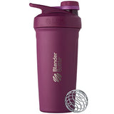 BlenderBottle Strada Twist Cap Shaker Cup Insulated Stainless Steel Water Bottle with Wire Whisk, 24-Ounce, Plum