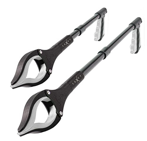 Grabber Reacher Tool - 2 Pack - Newest Version Long 19/32 Inch Foldable Pick Up Stick - Strong Grip Magnetic Tip Lightweight Trash Picker Claw Reacher Grabber Tool for Elderly Reaching, Luxet (Gray)