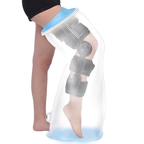 YUNCHI Upgraded Extra Wide Full Leg Cast Cover for Shower after Knee Surgeries with Non-Slip Bottom for Leg Wounds, Bandage, Large Cast, Knee Immobilizer/Brace, Walking Boots, Reusable