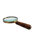 Deconoor 10X Handheld Magnifying Glass Lens, Antique Brass Magnifier, Fine Print Reading, Inspection, Coin & Stamp, Astrologer, Science, Low Sight Elderly, with Wooden Handle, Collectible Décor Gift