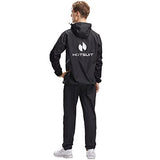 HOTSUIT Sauna Suit for Men Sweat Sauna Jacket Pant Gym Workout Sweat Suits, Black, L