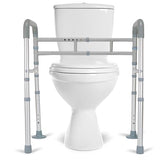 LandTale Toilet Safety Rails, Adjustable Toilet Rails for Elderly Adults Senior Disabled Handicap, Toilet Assistance Handles Safety Frames, Fit for Most Toilet, Foldable & Portable