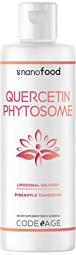 Codeage Liquid Quercetin Phytosome Supplement, Quercetin 1000 mg Dihydrate, 3-Month Supply, Immune Support, Sophora Japonica, Vitamin E, Liposomal Delivery, Vegan, Non-GMO, 15.22 fl oz