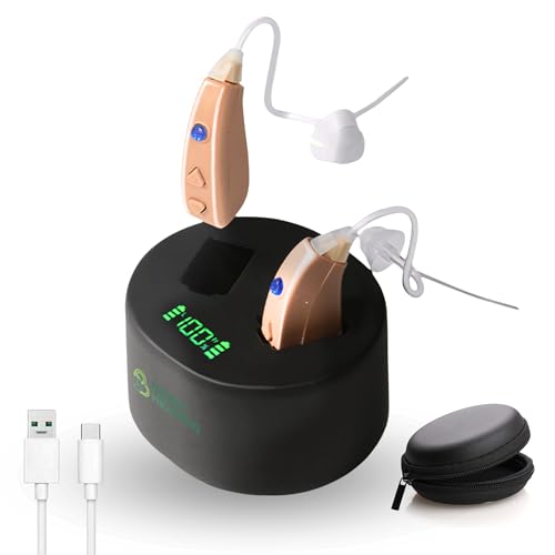 BionicHearing Rechargeable Hearing Aids for Seniors - Noise Cancelling Digital Hearing Amplifiers with Volume Control andCharging Case - Perfect for Hearing Loss and Crystal Clear Sound Amplification