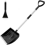 Snow Shovel for Driveway, Ergonomic Snow Shovel with Durable Aluminum Edge Blade,Large Portable Lightweight Emergency Car Snow Shovels for Garden, Camping, Car and Other Outdoor Activities-Black