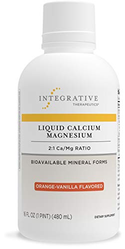 Integrative Therapeutics - Liquid Calcium Magnesium (2:1) - Bioavailable Mineral Forms - Orange Vanilla Flavored - 16 fl oz