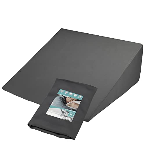 PLANETOFBAMBOO 100% Bamboo Fiber Silky Replacement Wedge Pillow Cover (24 x 24 x 10), Bed Wedge Pillowcase with Zipper - Sweat-Absorbent, Moisture-Wicking, Odor-Free Wedge Pillow Case Cover – Gray