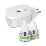 Q5 Mosquito Repeller, Electronic Mosquito Repellent Plug in Indoor Use, Includes 2-Pack 280 Hr Repellent Refills, No Candles or Flames, DEET-Free, for Home, Bedroom, Office, Kitchen (White)