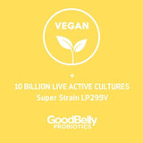 GoodBelly® Probiotic Supplement for Digestive Health & Iron Absorption- Includes 10 Billion Live & Active Cultures of Lactobacillus Plantarum - Vegan Probiotic (30 Capsules per Bottle)