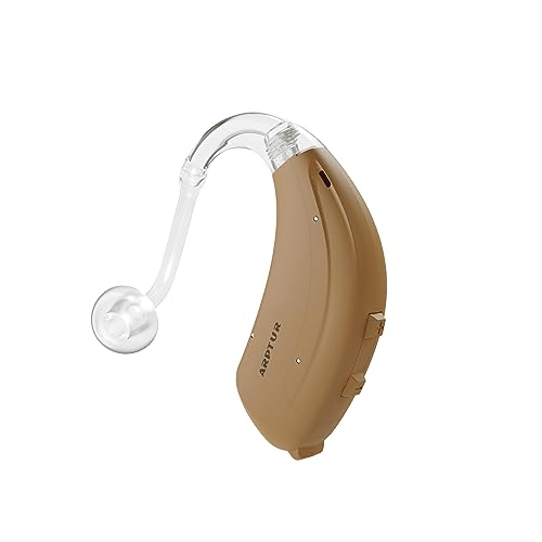 ARPTUR Hearing Aid for Seniors and Adults, BTE 16-Channel Digital Hearing Amplifier with Volume Adjustment and Noise Reduction, 120hr Battery Life, One Fits Both Ears (Single-one fit both ear)