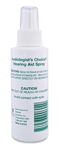 Audiologist's Choice Hearing Aid Cleaner (4 oz Spray) - Cleans Your Hearing Aids - Includes Liberty Hearing Aid Battery Keychain