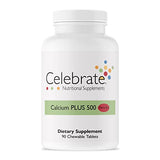 Celebrate Vitamins Calcium Plus 500 Bariatric Calcium Citrate with Vitamin D3 Chewable, 500 mg, Gluten-Free & Sugar-Free, Calcium Citrate for Bariatric Patients, Cherry Tart, 90 Count