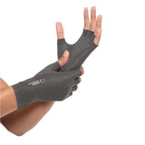 Copper Compression Arthritis Gloves | Fingerless Arthritis Carpal Tunnel Pain Relief Gloves For Men & Women | Hand Support Wrist Brace For Rheumatoid, Tendonitis, Swelling, Crocheting - Grey XS