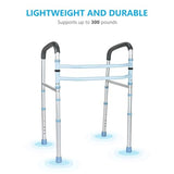 OasisSpace Stand Alone Toilet Safety Rail - Heavy Duty Medical Toilet Safety Frame for Elderly, Handicap and Disabled - Adjustable Bathroom Toilet Handrails Grab Bar, Fit Any Toilet