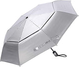 G4Free UPF 50+ UV Protection Travel Umbrella 46 Inch Windproof Silver Coating Sun Blocking Umbrella (Silver/Black)