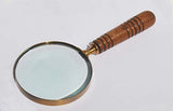 Deconoor 10X Handheld Magnifying Glass Lens, Antique Brass Magnifier, Fine Print Reading, Inspection, Coin & Stamp, Astrologer, Science, Low Sight Elderly, with Wooden Handle, Collectible Décor Gift