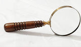 Deconoor 10X Handheld Magnifying Glass Lens, Antique Brass Magnifier, Fine Print Reading, Inspection, Coin & Stamp, Astrologer, Science, Low Sight Elderly, with Wooden Handle, Collectible Décor Gift