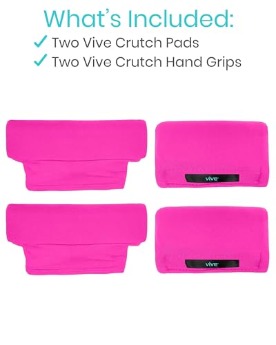 Vive Premium Crutch Pads & Hand Grips - Comfortable, Breathable, Machine Washable Padding - Moisture Wicking & Odor Reducing Pillow Accessory Covers for Adult & Youth Walking Crutches