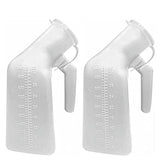 YUMSUM Thick Firm Male Urinal Urine Bottle with Lid 32oz./1000mL (White)pack of 2,