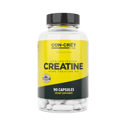 ProMera Sports CON-CRET Patented Creatine HCl Capsules, Stimulant-Free Workout Supplement for Energy, Strength, and Endurance, 90 Count