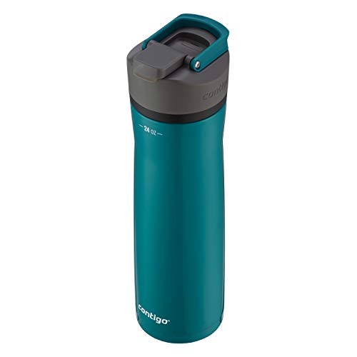 Contigo Cortland Chill 2.0 Stainless Steel Vacuum-Insulated Water Bottle with Spill-Proof Lid, Keeps Drinks Hot or Cold for Hours with Interchangeable Lid, 24oz, Spirulina