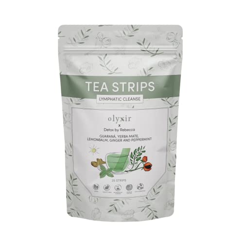 Olyxir x Detox By Rebecca Tea Strips - Guarana, Yerba Mate, Lemonbalm, Ginger & Peppermint Flavor Instant, Organic, Non-GMO | 25 Ct (Lymphatic Cleanse)