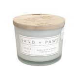 Sand + Paws Scented Candle - Ocean Mist - Additional Scents and Sizes – Luxurious Air Freshening Jar Candles Neutralize pet Odors and Enhance Home décor – 100% Cotton Lead-Free Wicks - 12 oz