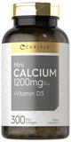 Calcium with D3 | 1200mg | 300 Mini Softgels | Non-GMO and Gluten Free Supplement | by Carlyle