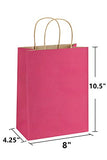 BagDream Hot Pink Gift Bags 8x4.25x10.5 100Pcs Paper Bags, Paper Gift Bags with Handles, Paper Shopping Bags Kraft Bags Party Bags Retail Merchandise Bags