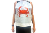 Crab Bib & Wet Wipe Bundle- 25 Disposable Bibs and 25 Moist Towelettes for Crawfish Boil, Seafood Fest, or Home Dinner Party White/Red