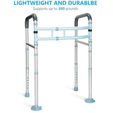 OasisSpace Stand Alone Toilet Safety Rail - Heavy Duty Medical Toilet Safety Frame for Elderly, Handicap and Disabled - Adjustable Bathroom Toilet Handrails, Width Adjustable Design, Fit Any Toilet