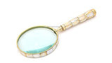 RII Magnifying Glass with Mother of Pearl Handle, Handheld 10x Magnifying Glass Lens, Antique Magnifier, Reading, Inspection, Coin & Stamp, Astrologer, Low Sight Elderly Collectible Décor Gift 4"