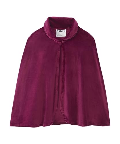 Women’s Adaptive Easy-Dress Bed Jacket Cape for Elderly Needs - Wine