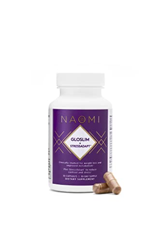 NAOMI Gloslim + StressAdapt Capsules 300mg with Sensoril Ashwagandha, Holy Basil & Rhodiola Rosea - Stress Relief Formula, Healthy Weight Management, Natural Mood Support, 30 Veggie Capsules