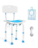 Adjustable Shower Chair with Back, HSA/FSA Eligible Shower Stool for Inside Shower, Tool-Free Shower Seat for Inside Shower, Waterproof Shower Chair for Inside Bathtub for Elderly/Handicap by SOUHEILO