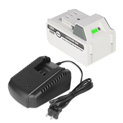 REACELL 6.0Ah High Capacity 24V Battery and Charger Kit Compatible for Snow Joe Snow Blowers/Sun Joe iON+ 24V-X2 24VBAT-LTX 24VBAT-LTW 24VBAT-LTE 24VBAT 24VBAT-XR Battery with Charger