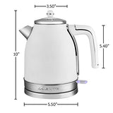 OVENTE Electric Stainless Steel Hot Water Kettle 1.7 Liter Victoria Collection, 1500 Watt Power Tea Maker Boiler with Auto Shut-Off Boil Dry Protection Removable Filter and Water Gauge, White Matte