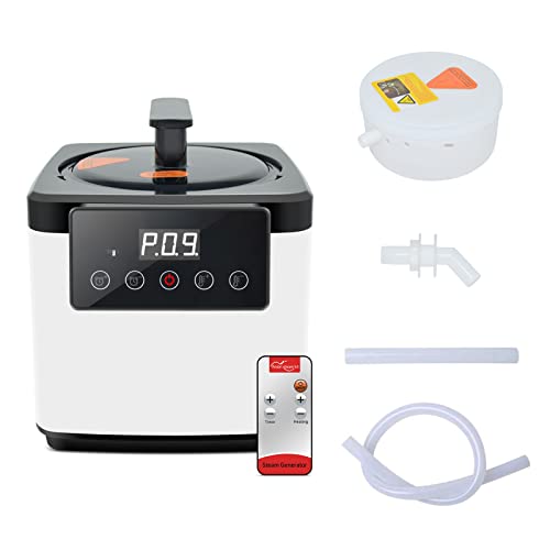 Smartmak Sauna Steamer Pot 2.6 L, Portable Steam Generator Set with Time & Tempreture Remote Control, 1000W Spa Machine with Herbal Box for Body Detox 110V US Plug