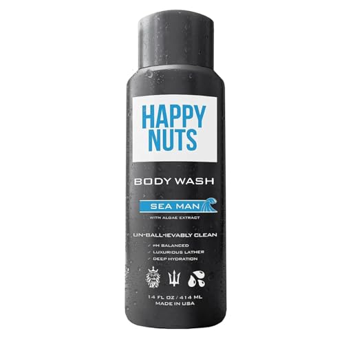 HAPPY NUTS Body and Nut Wash for Men - Seaman - Natural Men's Shower Gel - Ocean Body Wash with Deep Cleanse for Sensitive Skin