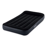 INTEX 64145ED Dura-Beam Standard Pillow Rest Air Mattress: Fiber-Tech – Twin Size – Built-in Electric Pump – 10in Bed Height – 300lb Weight Capacity,Navy