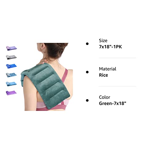 SuzziPad Microwavable Heating Pads for Cramps, 7x18 Microwave Heating Pad for Neck and Shoulder Back Pain Relief, Heat Pads for Pain Relief. Aches, Cramps, Moist Heat Pack Heat Compress, Green