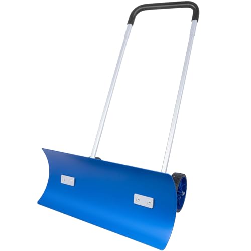 Booroh Wide Snow Shovel with Wheels 37" x 9.8", Snow Plow with ABS Reversible Blade, Snow Pusher with 90° Adjustable Handle, Ideal Snow Removal Tool for Driveway, Walkway, Sidewalk, Deck
